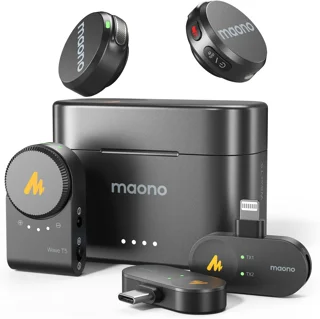 میکروفون یقهای بیسیم مائونو مدل Wave T5 WM650 Combo نسخه Type-C، Lightning و Camera با کیس شارژ